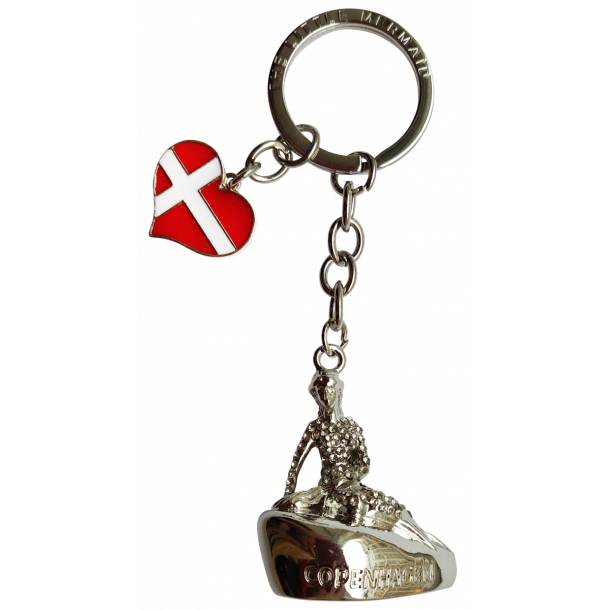 Nøglering Den Lille Havfruer Med Sten Sølv - Nøgleringe - Metal - Copenhagen Souvenir