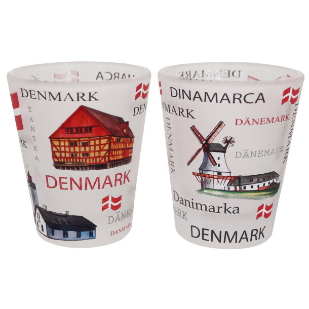 Shotglas Frosted Danmark Med Flag 2 Styk